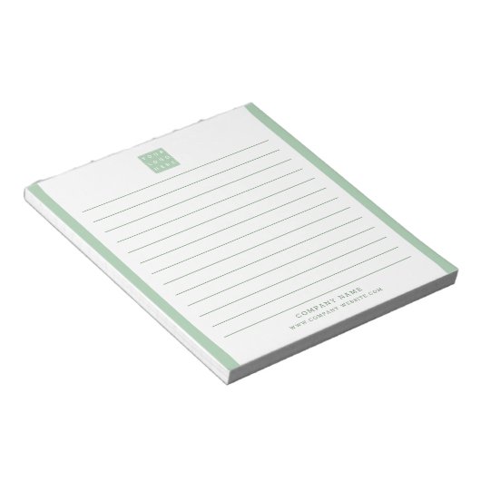 カスタム会社のロゴ会社名が緑縁ど色 ノートパッド (アングル)