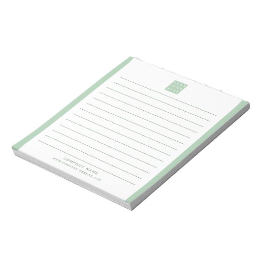 カスタム会社のロゴ会社名が緑縁ど色 ノートパッド (回転)