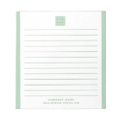 カスタム会社のロゴ会社名が緑縁ど色 ノートパッド (正面)