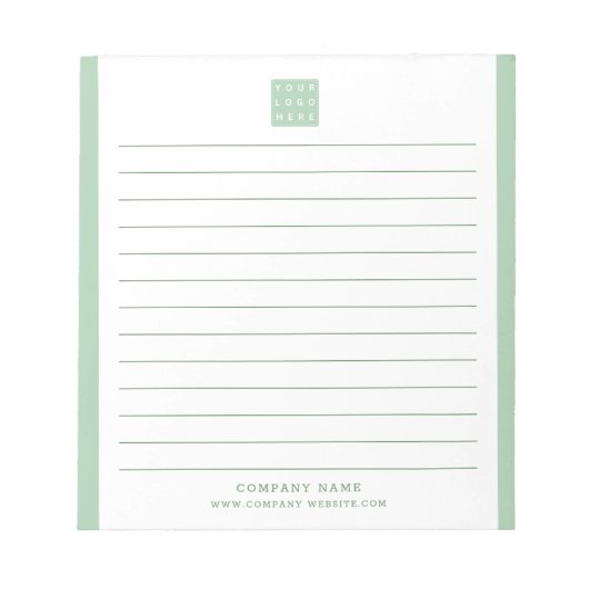 カスタム会社のロゴ会社名が緑縁ど色 ノートパッド (正面)