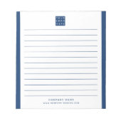 カスタム会社のロゴ会社名ブルー縁ど ノートパッド (正面)