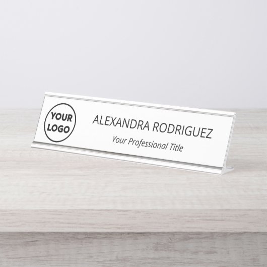 カスタム会社のロゴ名の役職 デスクネームプレート (正面)