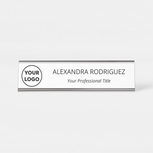 カスタム会社のロゴ名の役職 デスクネームプレート (正面)