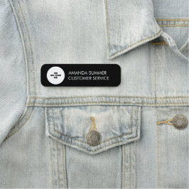 カスタム会社のロゴ名スタイリッシュ黒モダン 名札