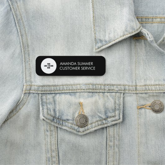 カスタム会社のロゴ名スタイリッシュ黒モダン 名札 (インサイチュ)