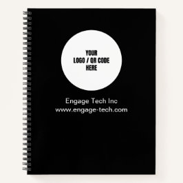 カスタム会社のロゴ名ブラックミニマルモダンリスト ノートブック