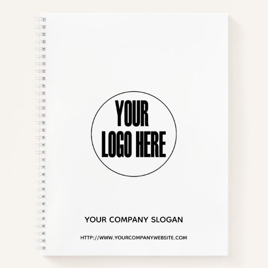 カスタム会社のロゴ白い黒 | パーソナライズ ノートブック (正面)