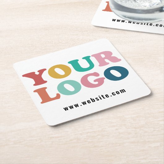 カスタム会社のロゴ スクエアペーパーコースター (アングル)