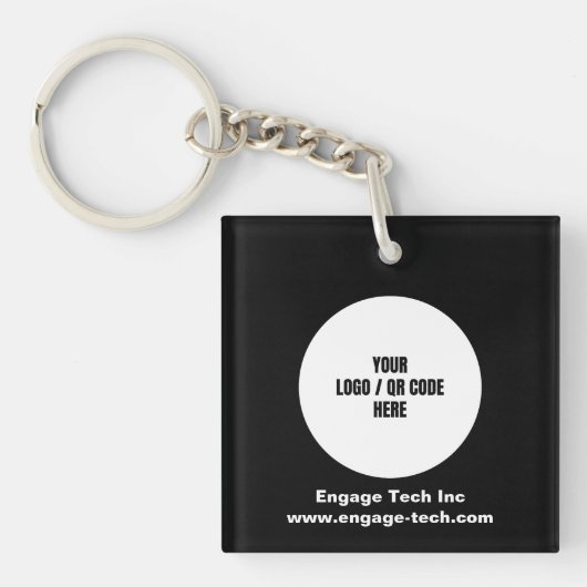 カスタム会社のロゴ |名前 |黒スタイリッシュ色モダン キーホルダー (正面)