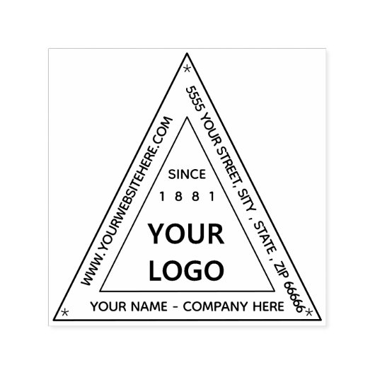 カスタム会社の住所ロゴ会社名の三角形 セルフインキングスタンプ (デザイン)
