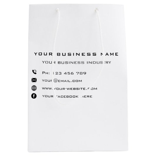 カスタム会社の宣伝パーソナライズされた抱き枕 ミディアムペーパーバッグ (正面)