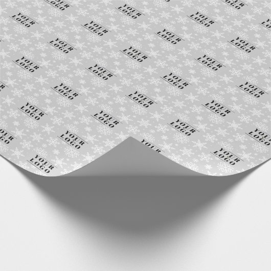 カスタム会社クリスマスシルバーグレイスノーフレークロゴ ラッピングペーパー (角)