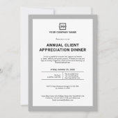 カスタム会社ビジネス企業のイベントパーティーグレー 招待状 (正面)