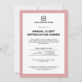カスタム会社ビジネス企業のイベントパーティーピンク 招待状 (正面)