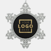 カスタム会社ロゴクリスマスエレガントパーティー スノーフレークピューターオーナメント (正面)