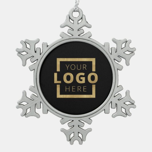 カスタム会社ロゴクリスマスエレガントパーティー スノーフレークピューターオーナメント (正面)