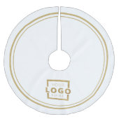 カスタム会社ロゴクリスマスエレガントパーティー ブラッシュドポリエステルツリースカート (正面)