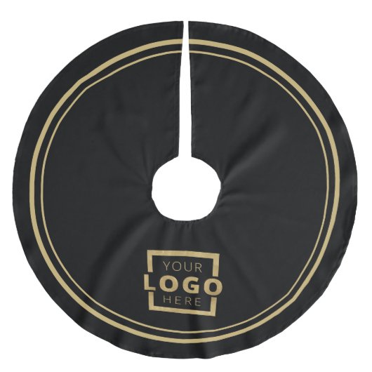 カスタム会社ロゴクリスマスエレガントパーティー ブラッシュドポリエステルツリースカート (正面)