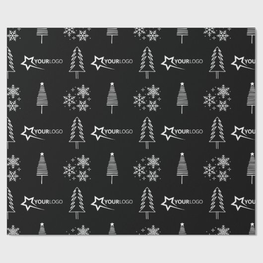カスタム会社ロゴクリスマスギフトブルー ラッピングペーパー (フラット)
