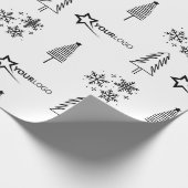 カスタム会社ロゴクリスマスギフトホワイト ラッピングペーパー (角)