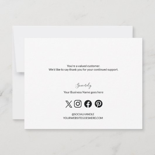 カスタム会社ロゴソーシャルフェイク金ゴールドブラック サンキューカード (裏面)