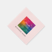 カスタム会社ロゴテキストテンプレートピンク スタンダードカクテルナプキン (角)