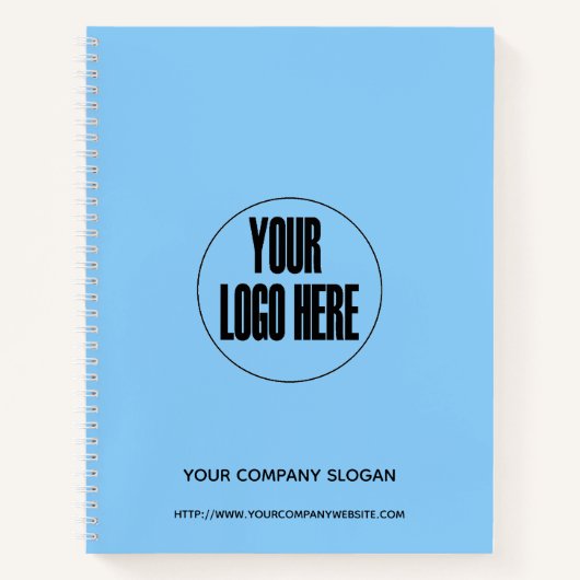 カスタム会社ロゴパステルブルー |カスタマイズ ノートブック (正面)
