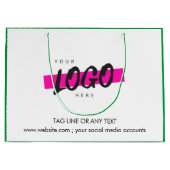 カスタム会社ロゴパターン文字のプロモーショングリーン ラージペーパーバッグ (正面)