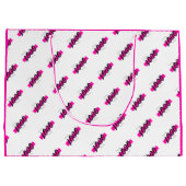 カスタム会社ロゴパターン文字プロモーションピンク ラージペーパーバッグ (裏面)