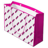 カスタム会社ロゴパターン文字プロモーションピンク ラージペーパーバッグ (裏面アングル)