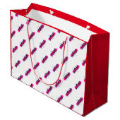 カスタム会社ロゴパターン文字プロモーションレッド ラージペーパーバッグ (裏面アングル)
