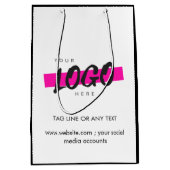 カスタム会社ロゴパターン文字プロモーションB&W ミディアムペーパーバッグ (正面)