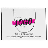 カスタム会社ロゴパターン文字プロモーションB&W ラージペーパーバッグ (正面)