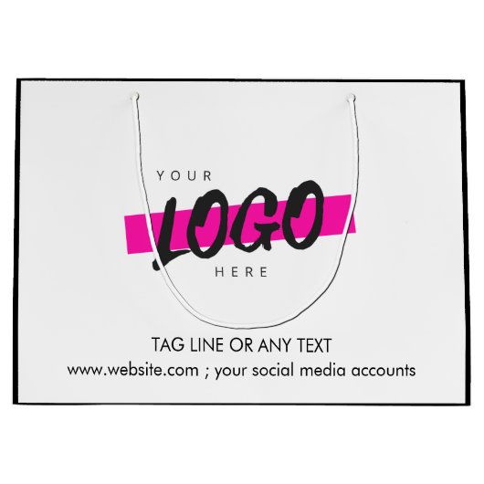 カスタム会社ロゴパターン文字プロモーションB&W ラージペーパーバッグ (正面)