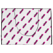 カスタム会社ロゴパターン文字プロモーションB&W ラージペーパーバッグ (裏面)