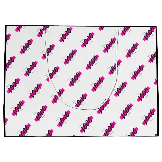 カスタム会社ロゴパターン文字プロモーションB&W ラージペーパーバッグ (裏面)