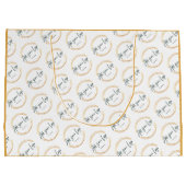 カスタム会社ロゴパターン文字販促金ゴールド  ラージペーパーバッグ (裏面)