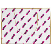 カスタム会社ロゴパターン文字販促金ゴールド ラージペーパーバッグ (裏面)