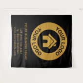 カスタム会社ロゴビジネスイベントブラック タペストリー (正面(横))