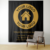 カスタム会社ロゴビジネスイベントブラック タペストリー (インサイチュ)