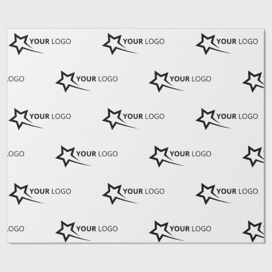 カスタム会社ロゴブランドのビジネスホワイト ラッピングペーパー (フラット)