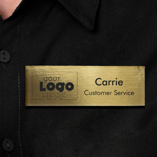 カスタム会社ロゴ光沢金ゴールド従業員名タグ 名札