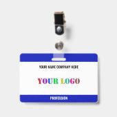 カスタム会社ロゴ名ビジネスバッジ テンプレート バッジ (正面 （クリップ付）)