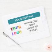 カスタム会社ロゴ名住所 シールテンプレート 長方形シール (封筒)