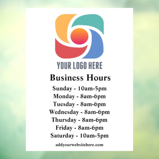 カスタム会社ロゴ営業時間ミニマル ウィンドウサイン (シート3)