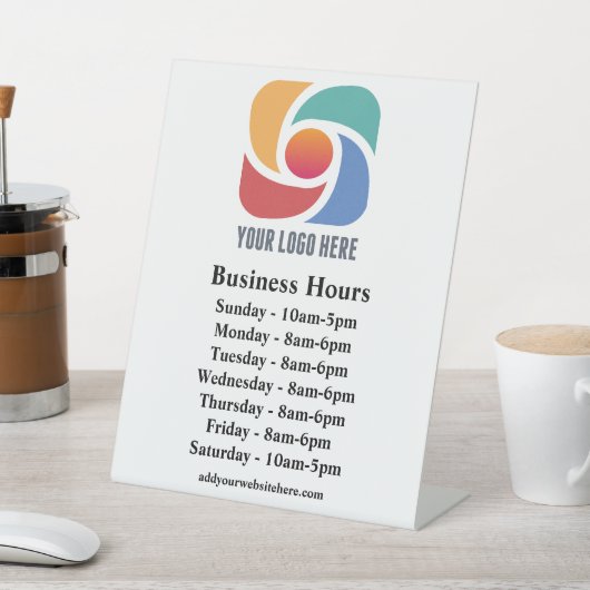 カスタム会社ロゴ営業時間店 台座サイン (インサイチュ)
