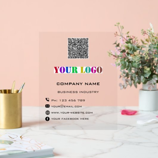 カスタム会社ロゴ文字とQRコードアクリル記号 アクリルサイン (ウェディング)