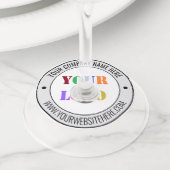 カスタム会社ロゴ文字ビジネスワイングラスラベル ワイングラスタグ (クローズアップ)