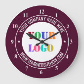カスタム会社ロゴ文字名勤務時計 ラージ壁時計 (正面)