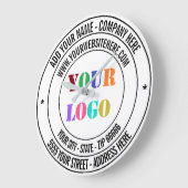 カスタム会社ロゴ文字営業時計テンプレート ラージ壁時計 (傾斜)